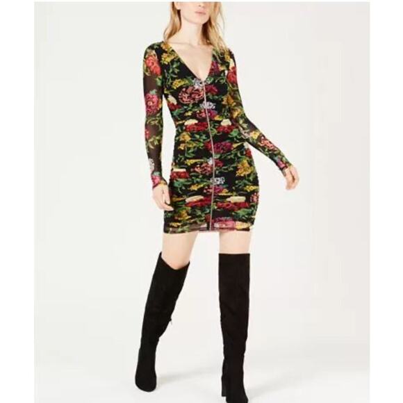 GUESS Los Angeles Y2K Kinzie Floral Long Sleeve Zip Front Size Small NEW - Picture 3 of 11